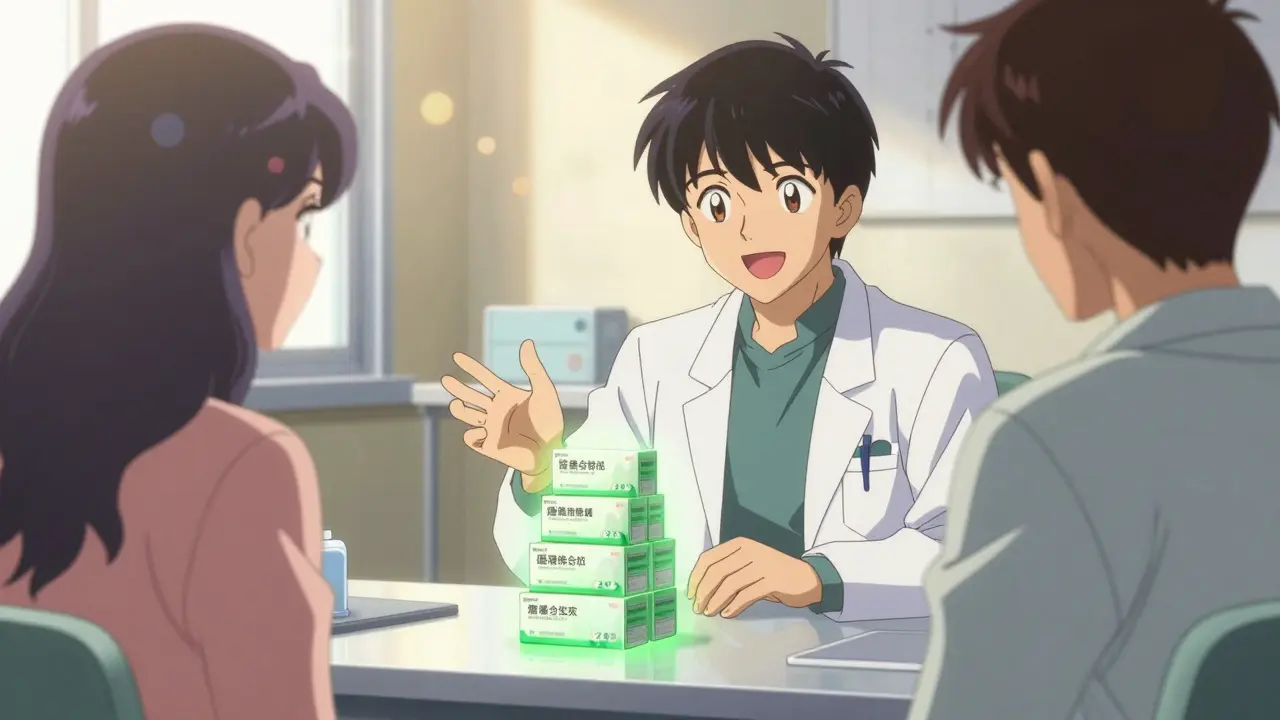 Doctor and patient discussing safe medications in a bright clinic